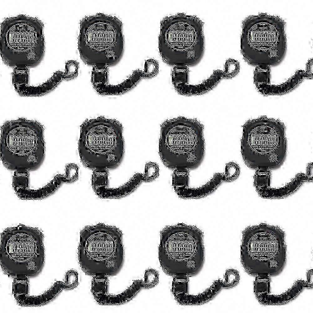 12 Pack Multi-function Digital Sport Stopwatch Timer, Large Display with Date, Time, Alarm