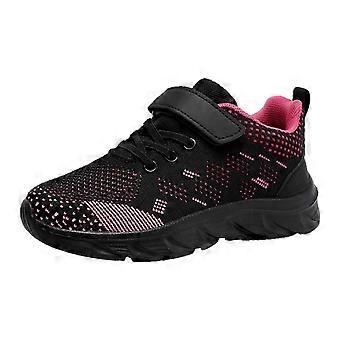 Peuterschoenen, casual geweven schoenen, ademend, zonder mesh, modieuze, lichtgewicht sneakers, peuterschoen voor jongens, maat 35, felroze