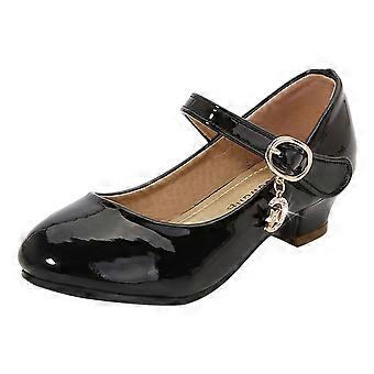 Mary Jane pumps voor kleine meisjes, prinsessen ballerina's met lage hakken, geschikt voor school, bruiloften en feestjes, zwarte kinderschoenen voor kinderen van 4,5-5 jaar.