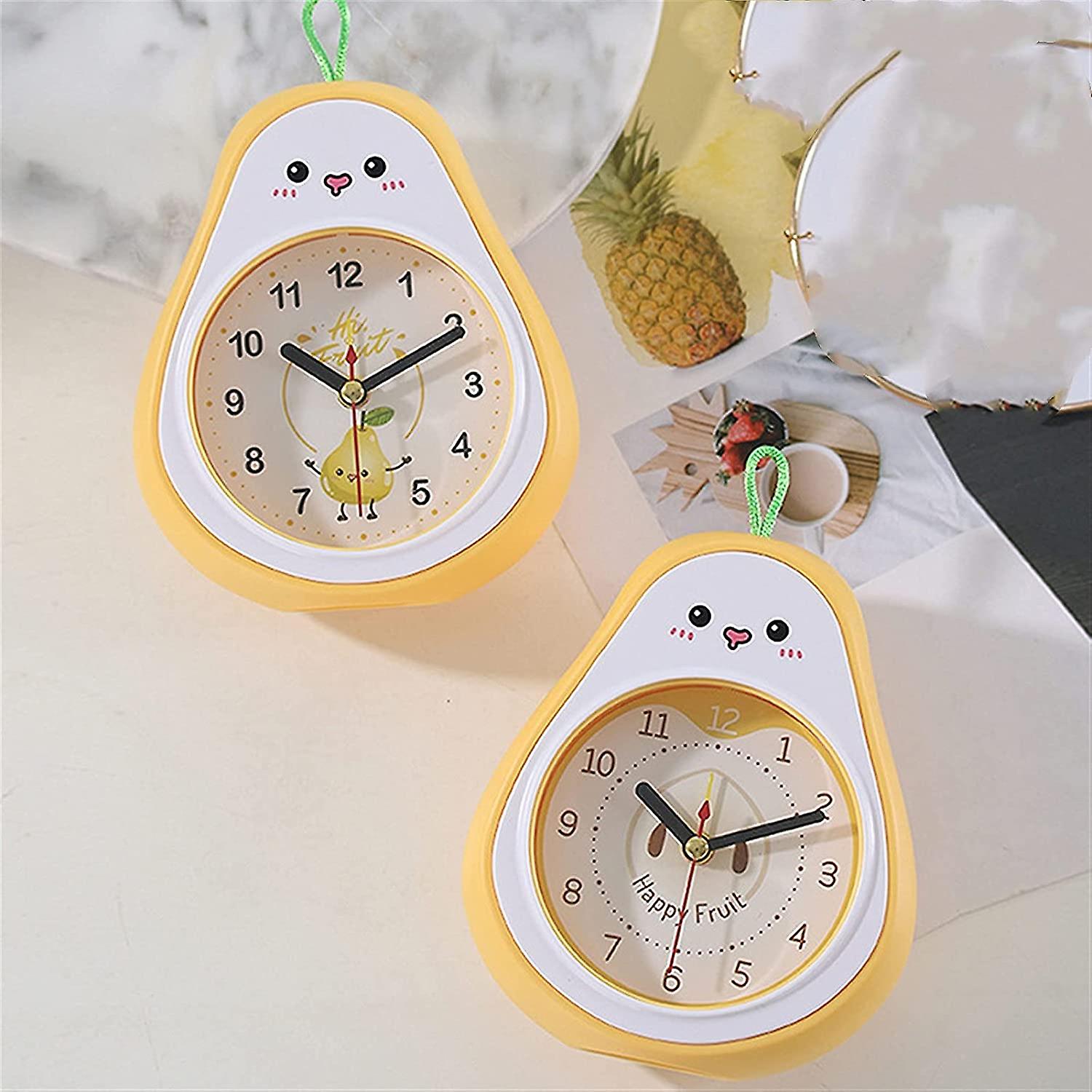 Cartoon Fruit Alarm Clock Avocado Peach Alarm Clock Decorative Ornaments Desk Clock (Color : A)