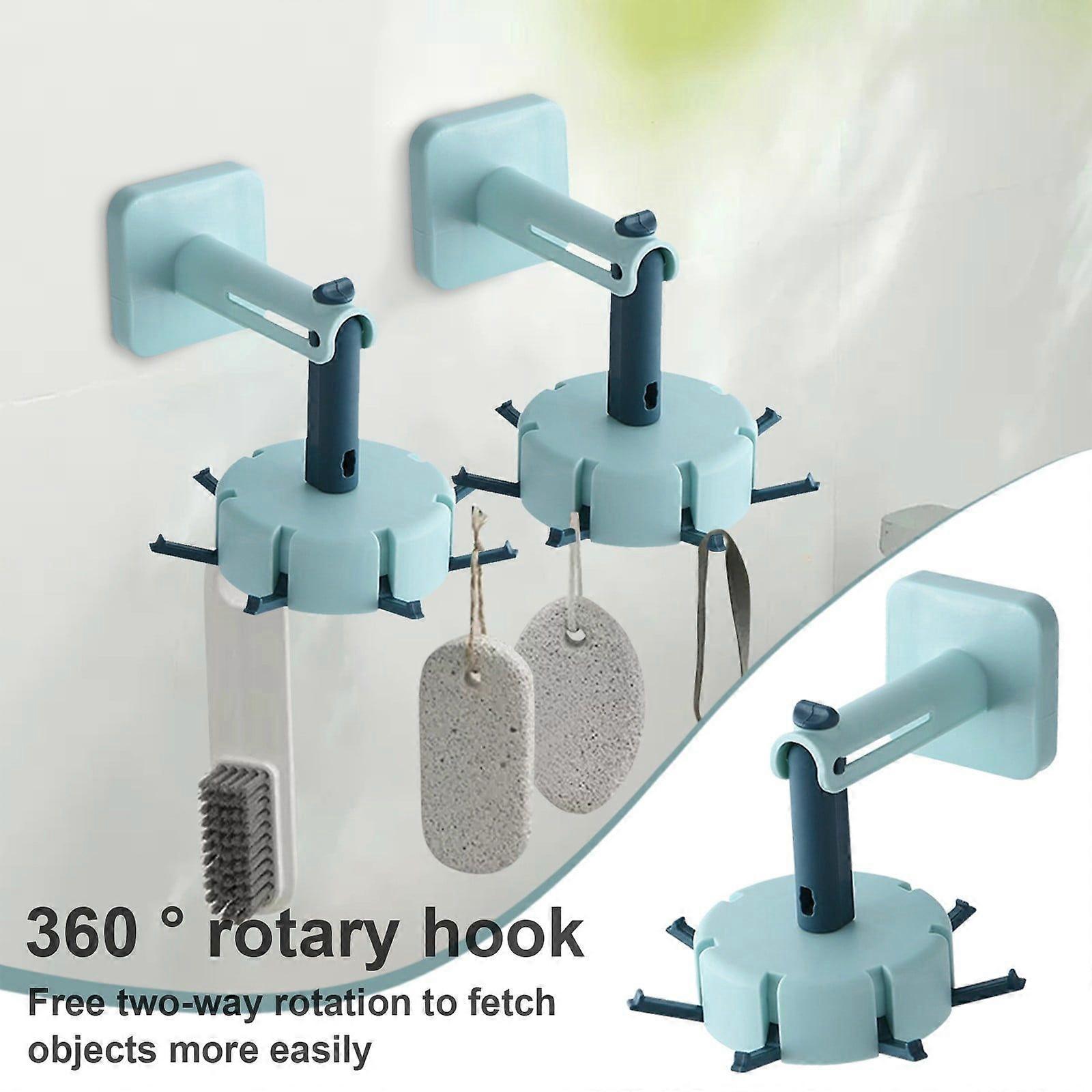 wall-mounted rotatable hook creative multifunctional kitchen top-mounted kitchenware hook rack wall sticker hook blue
