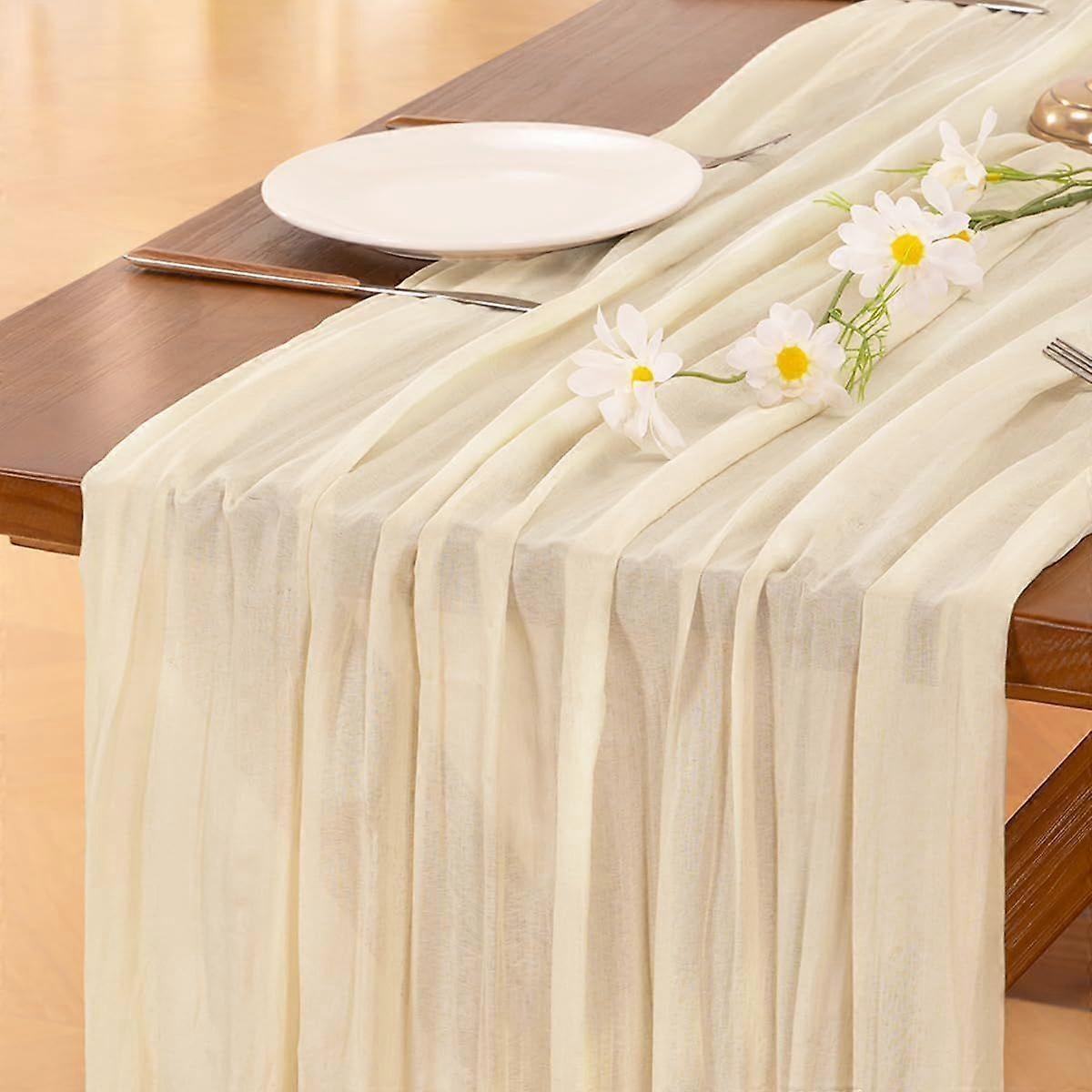 Gauze Table Runner  Easter & Spring Bohemian, Rustic, and Distressed Pink