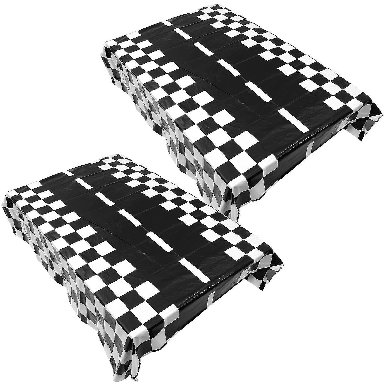 Racing Tablecloth Checkered Tablecloth for Protection 2Pcs Set
