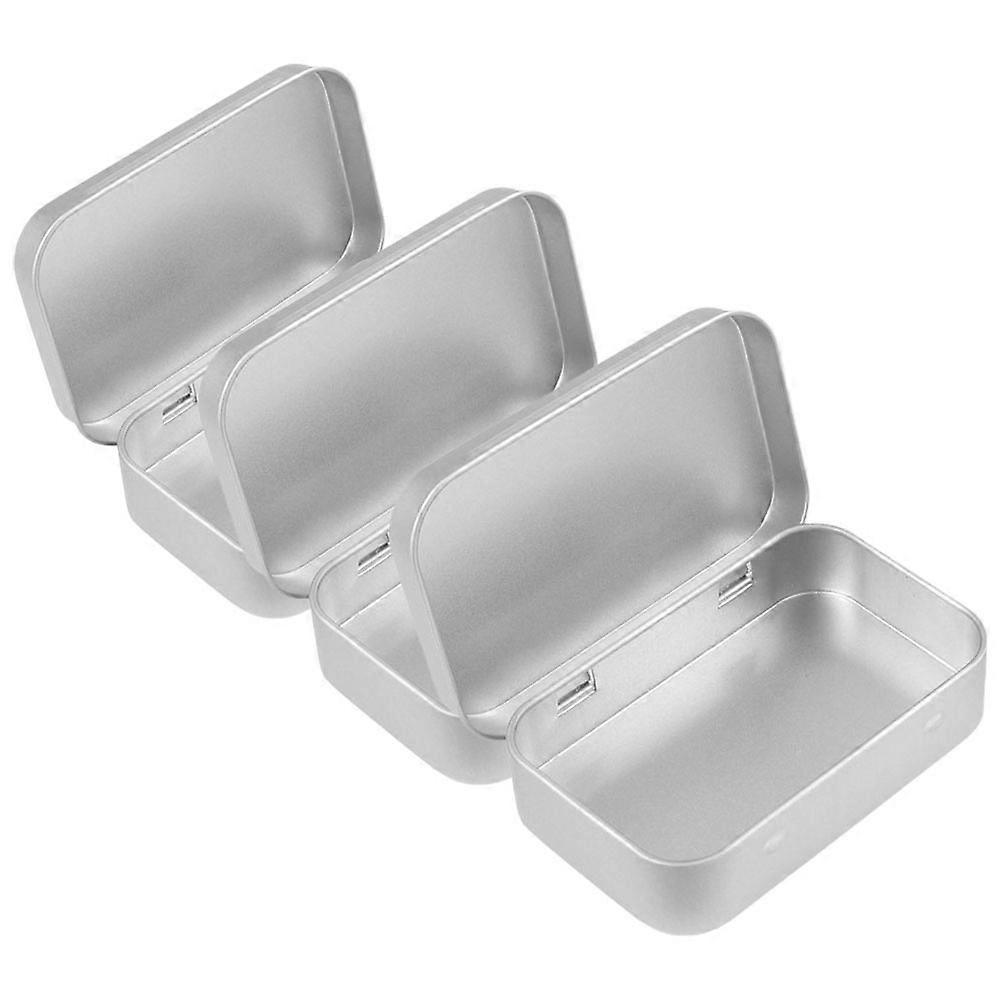 Portable Metal Tin Box for Storage Use 3Pcs Rectangular Hinged Candy Boxes