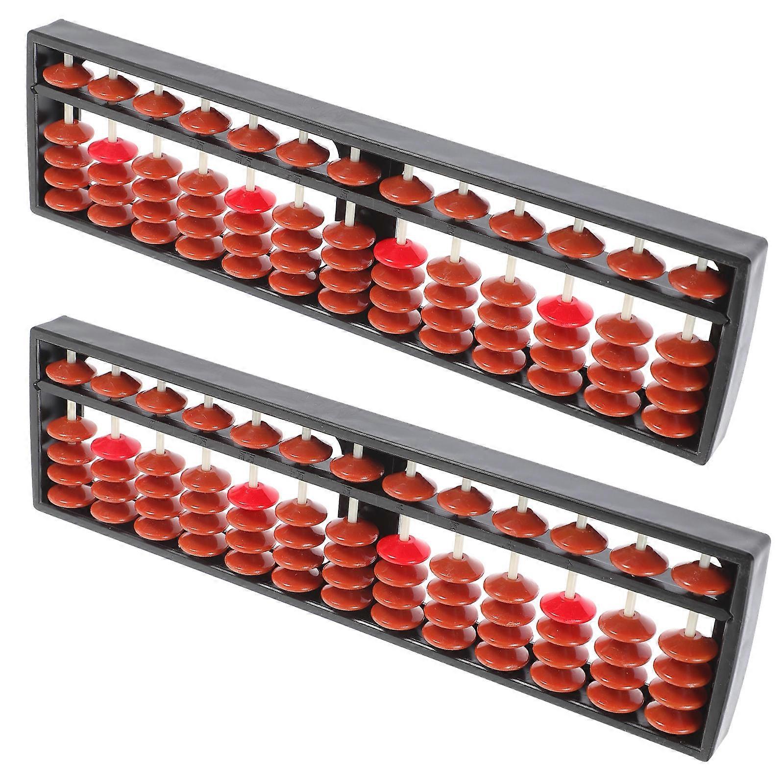 Abacus Arithmetic Kid Teaching Abacus for Students Use 2Pcs Brown