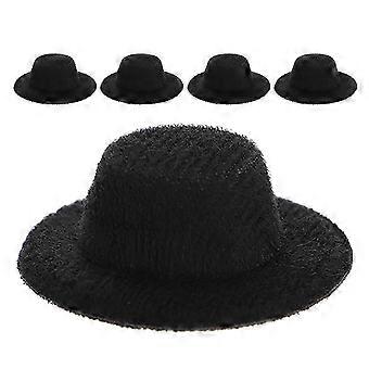 Mini chapéus formais para bonecas, conjunto de 5 peças, acessórios de tecido preto.
