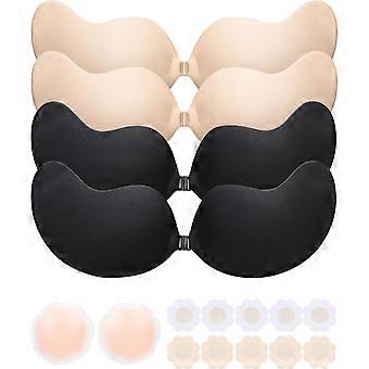 4 Pairs Sticky Bra Strapless, Backless Push Up Bras for Women Invisible, Adhesive Bra Reus