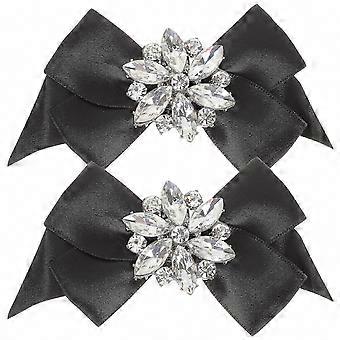 Pair of Crystal Bow Shoe Clips High Heel Buckle Decorative Embellishments for Shoes