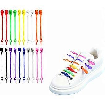 Elastic No-Tie Shoelaces for Sneakers | 20-Pack Vibrant Color Silicone Shoe Laces Adults, Teens Easy Lock Slip-On Conversion Kit Athletic Shoes, Fashi