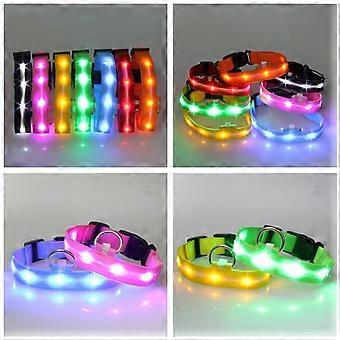 Hundehalsbånd i nylon med LED-lys for sikkerhet om natten