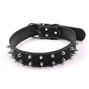 Punk Style Dog Collar with Spikes PU Leather Adjustable Studded Spiked Dog Collar Rivet Pet Collar for Medium to Large Dogs Black