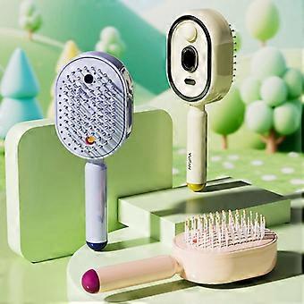 Electric Steam Brush, 2-In-1 Misting Hair Brush with Water Spray, Rechargeable Steam Hair Straightener, Retractable Detangling Steams Brushs for Natur