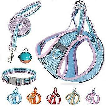 Dogmify Step-in Air Mesh Dog Harness,Small Dog Harness,Puppy Harness,Adjustable Leash and Collar Set for Walking, Reflective Strips for Small Medium P