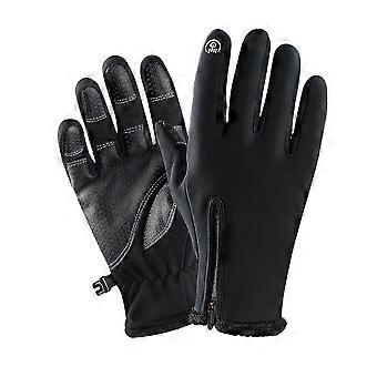 Handschuhe für Damen und Herren, Touchscreen-Handschuhe, warme Handschuhe, rutschfeste Vollfinger-Handschuhe für Outdoor-Reiten und Sport (Schwarz L)