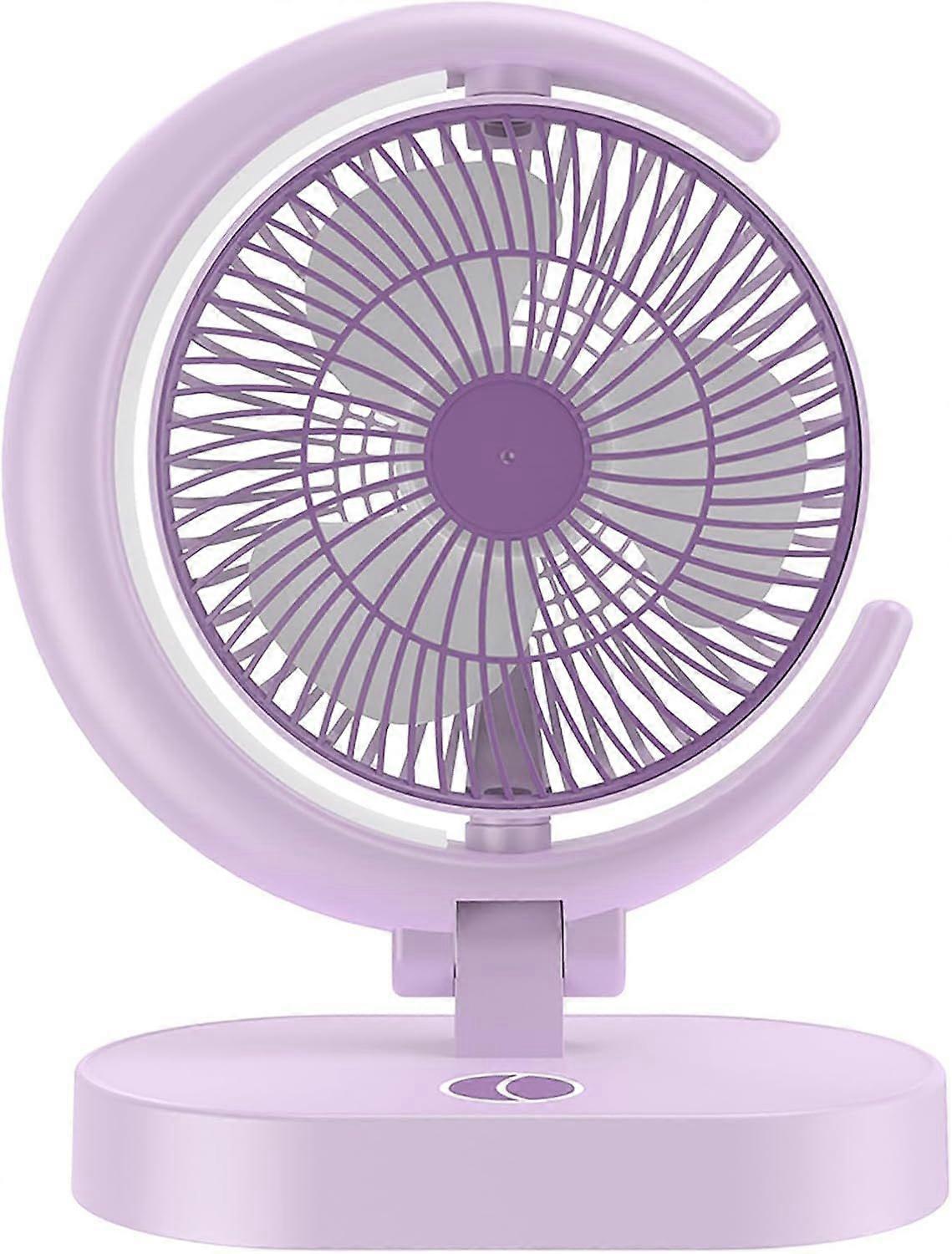 USB Rechargeable Desk Fan with LED Ring Light