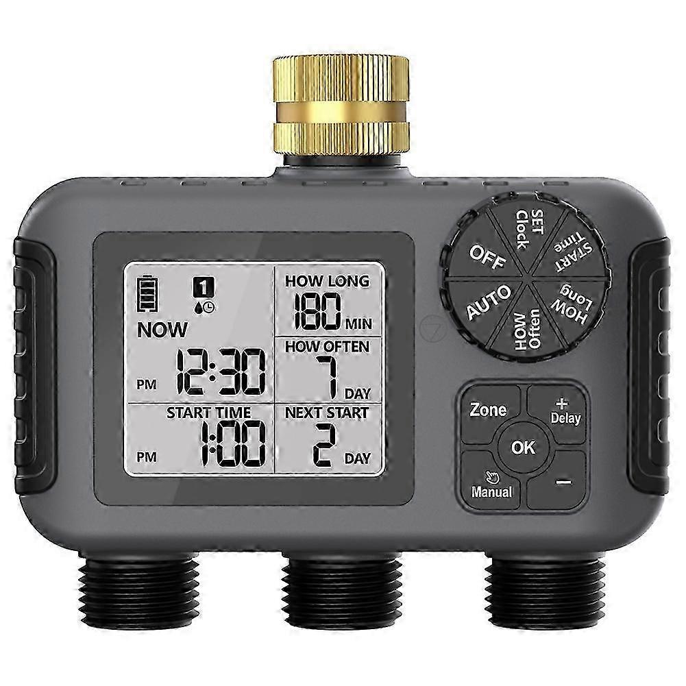 3-Outlet Automatic Water Timer Garden Irrigation Watering System Digital Garden Sprinkler Programme