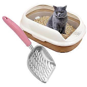 Cat Litter Scoop for Pets Litter Use by Ueetek Long Handle Pink Metal Scooper