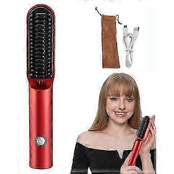 Kabelloses 2-in-1-Haarstyling-Tool zum Glätten und Locken, kräuselfreier elektrischer Bürstenkamm für alle Haartypen