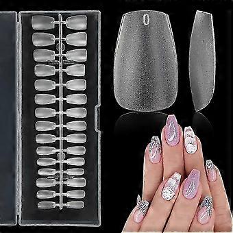 Unhas Postiças Curtas em Formato de Amêndoa, 504 unidades, Unhas Postiças de Gel Macio, Unhas Postiças Transparentes para Unhas Acrílicas Profissionais, Cobertura Total em Formato de Amêndoa para Extensão de Unhas