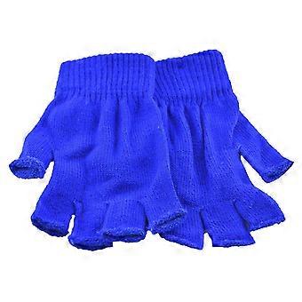 Royal Blue Knit Gloves Set of 3 Pairs, Fingerless Winter Gloves with StretchFit Comfort