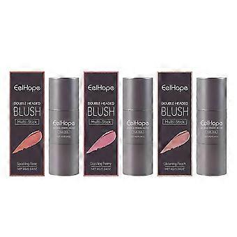 Barra multiusos de colorete de doble punta Eelhope: Maquillaje natural, ligero y nude, color duradero y base de maquillaje rosada.