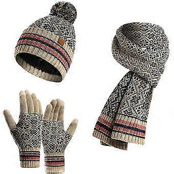 Winter Mütze Hut Schal Set Frauen Slouchy Schal Warm Strickmütze für Outdoor