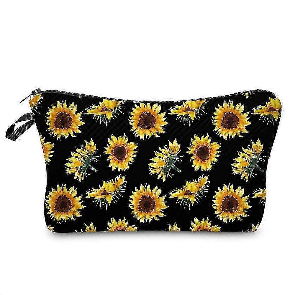 Sunflower Printed Waterproof Makeup Pouch