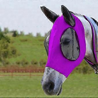 Paard Vliegenmasker, vliegenmaskers voor paarden met oren, glad en elasticiteit Lycra Vliegenmasker, paardensport en UV-bescherming