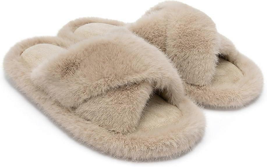 Fuzzy Faux-Feather Memory-Foam Slippers