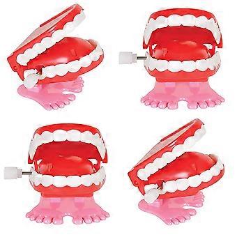 4 Pack Wind Up Chattering Teeth Toy Set – Funny Party Favor and Novelty Gag Gift for Kids