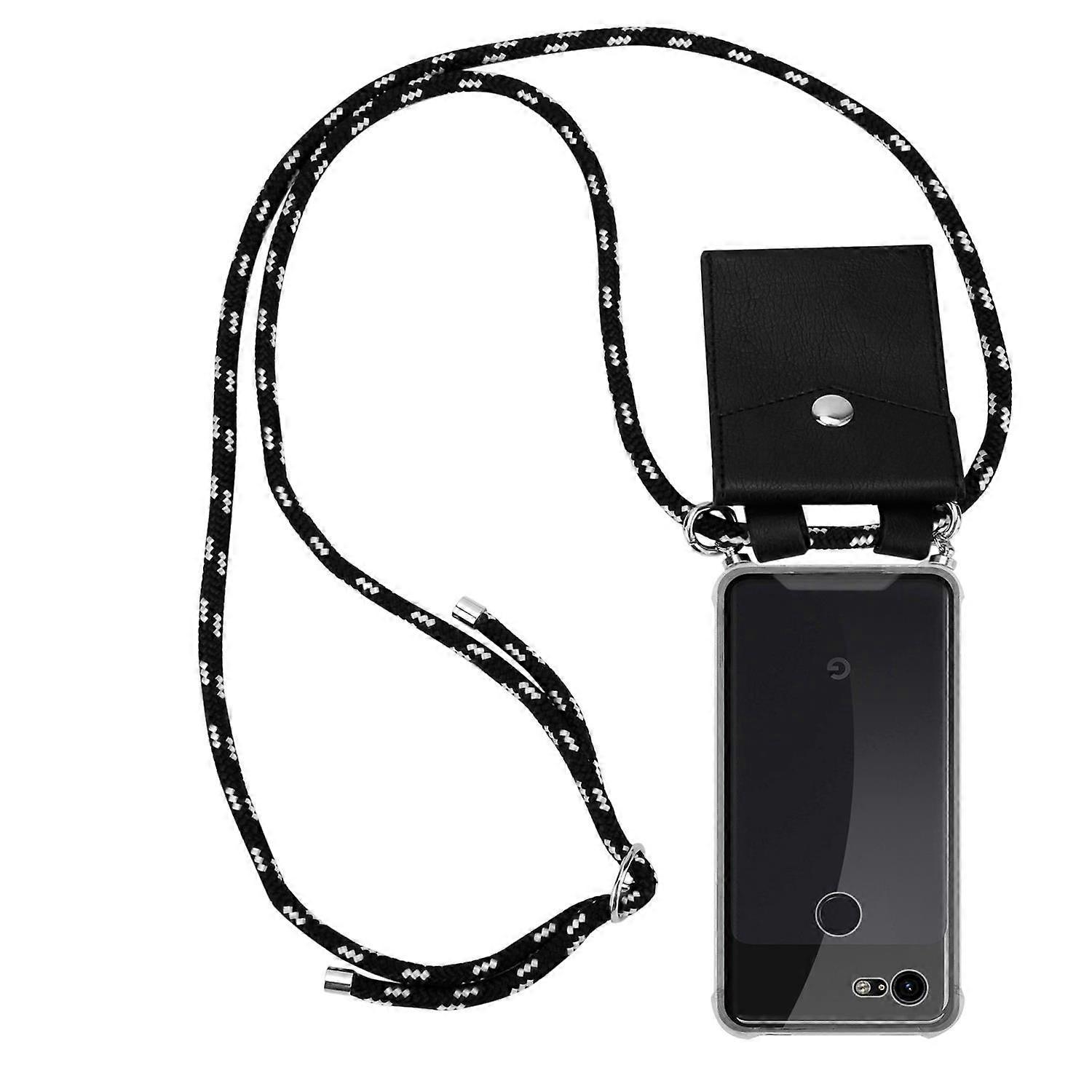 Custodia compatibile con Google PIXEL 3A XL, custodia per telefono in silicone con catenella ed elementi argentati