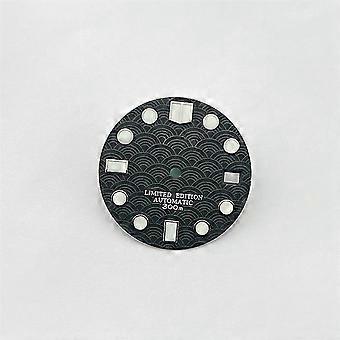 28.5mm Green Luminous Watch Dial with Fish Scale Finish Compatible with NH35 Movement