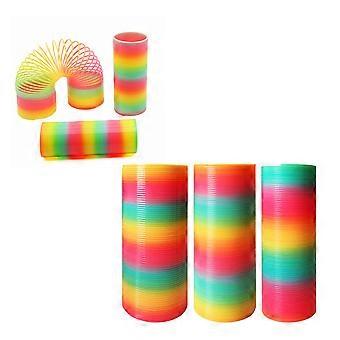 3 Pack Magic Rainbow Coil Spring Toys for Kids, Colorful Plastic Rainbow Design, Party Favors and Gifts