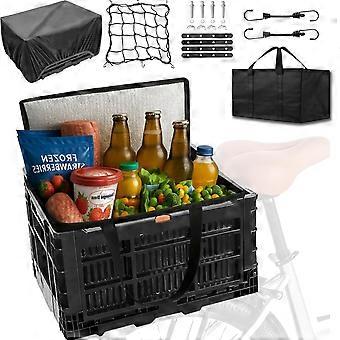 Foldable bicycle basket, made of linen, with a shopping bag, suitable for folding bikes and mountain bikes.