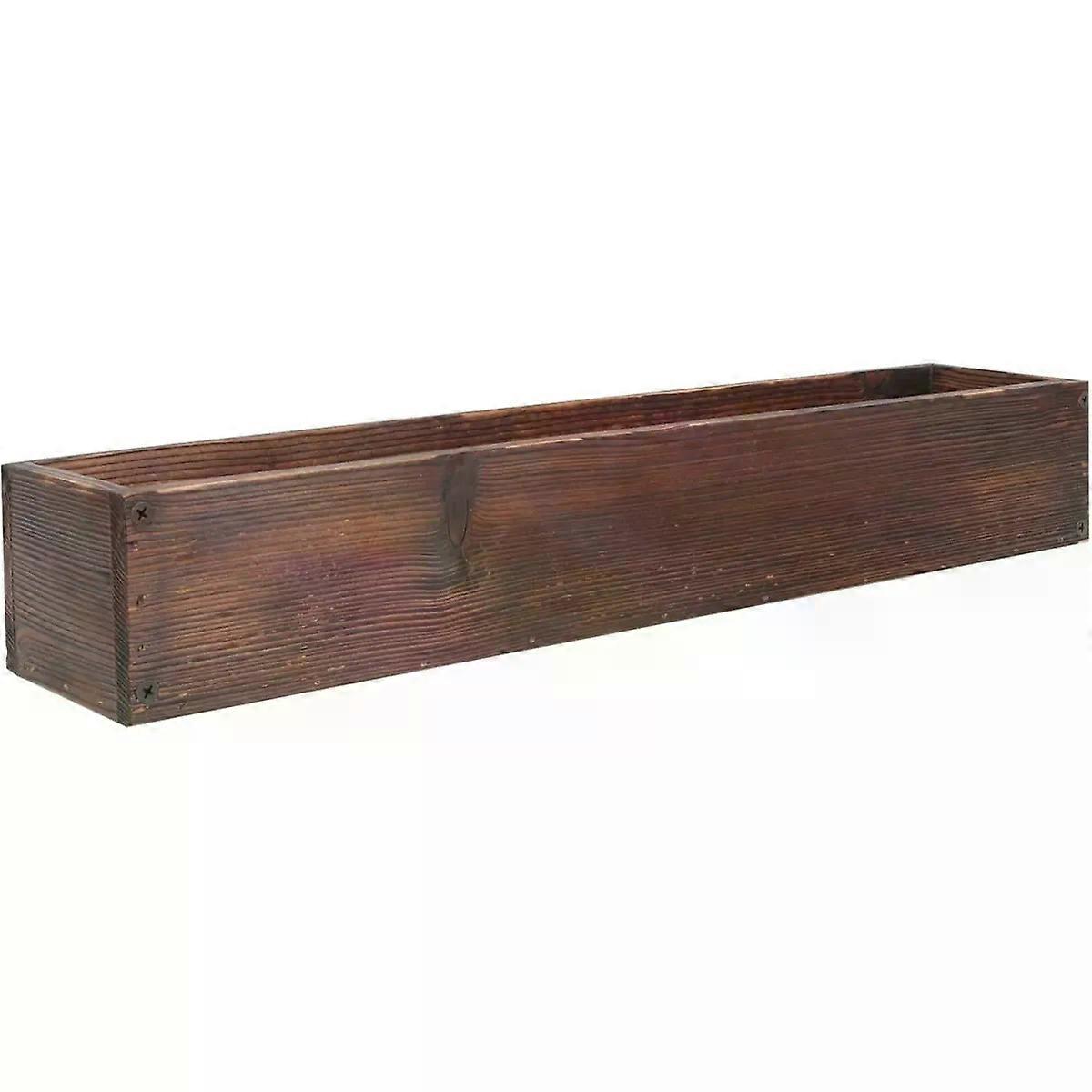 Wooden Planter Box for Small Plants, Coffee Carbonized, Rectangular