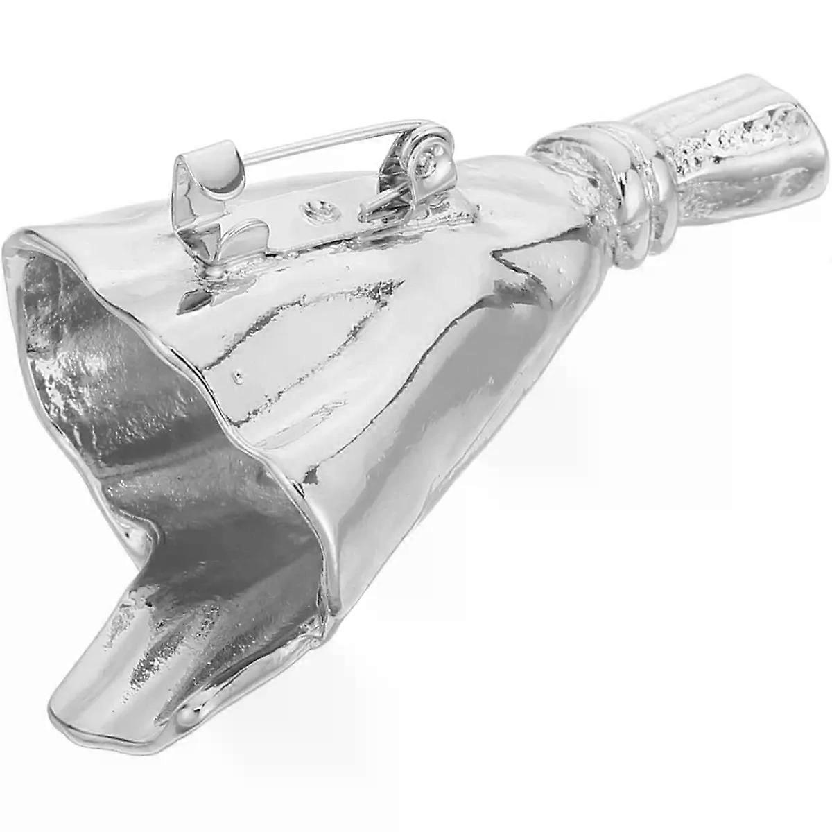 Vase Brooch Silver Alloy Pin for Wedding Cardigans