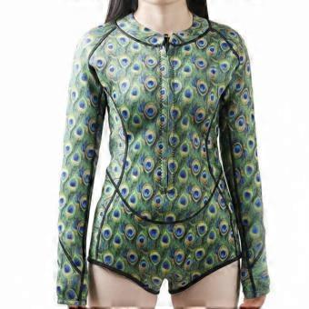 2mm Neoprene Diving Suit Peacock Pattern Long Sleeve Wetsuit Flexible Single