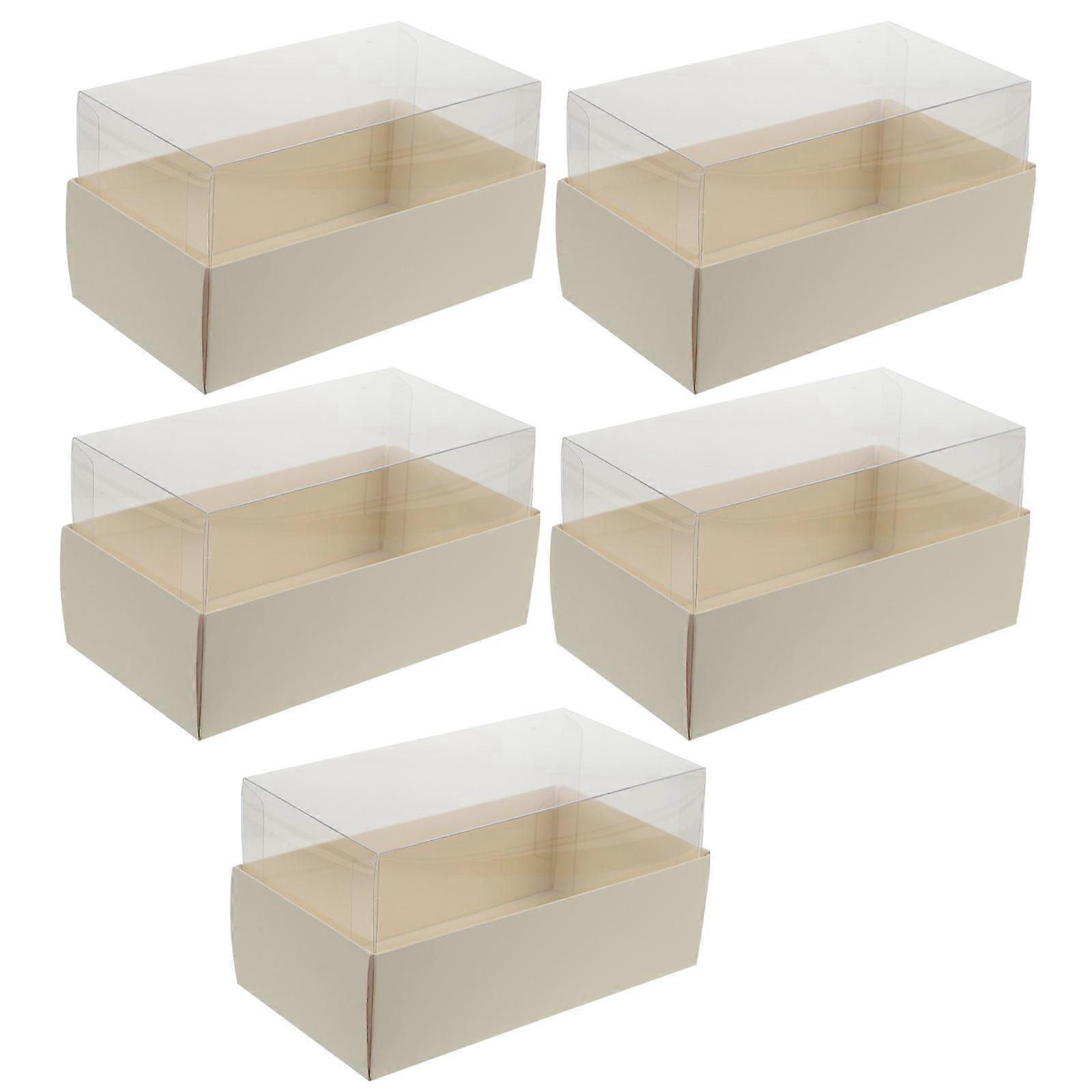 Clear Cake Boxes Macaron Packaging Boxes Home Kitchen Use Yellow Rectangular Food Wrapping 5Pack