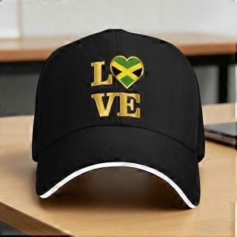 Love Jamaica Flag Design Golden Print Baseball Cap  Fashion Trucker Hat Summer Couple Women Outdoor Sport Baseball Caps