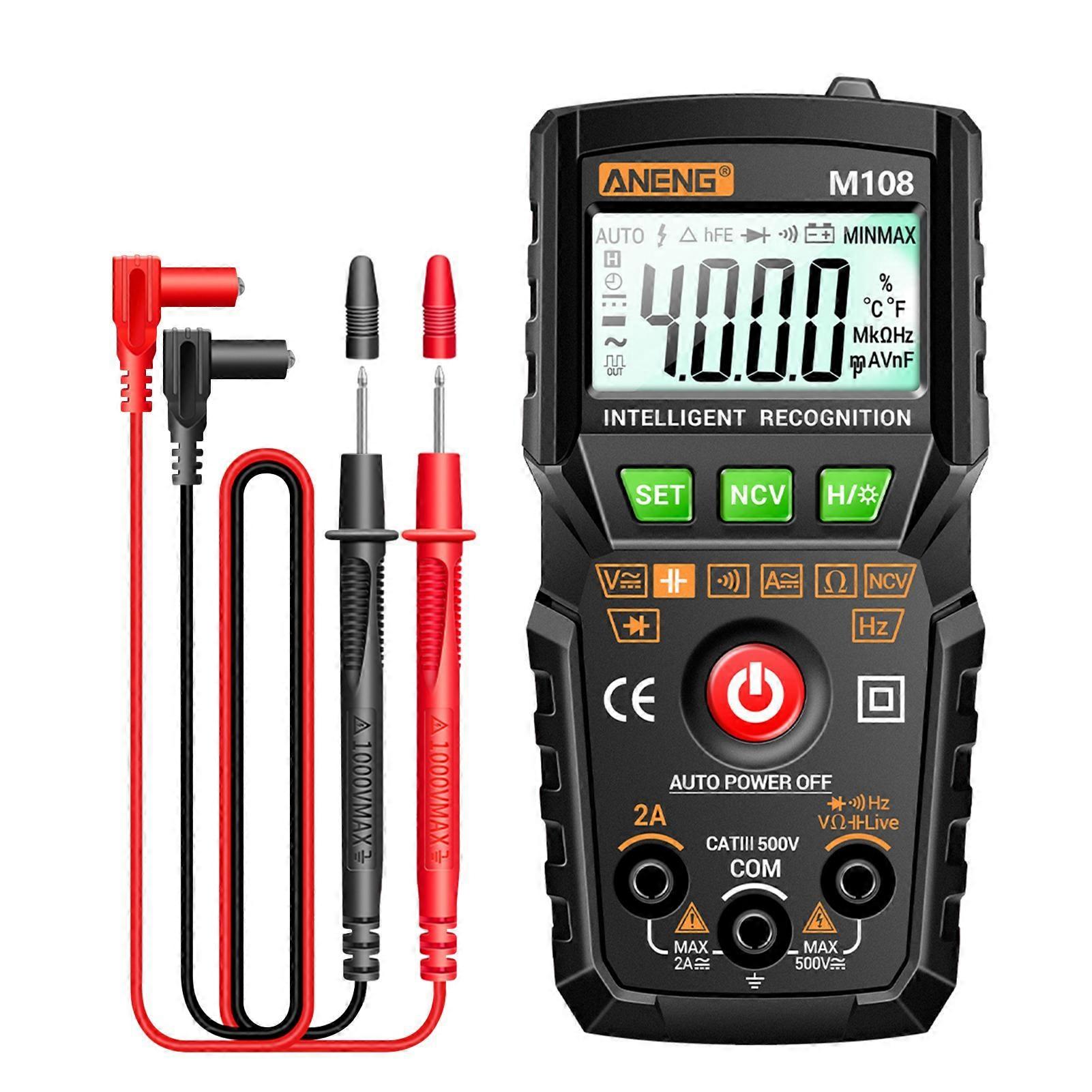 ANENG M108 Smart Digital Multimeter Auto Range 4000 Counts NCV Universal Meter Handheld