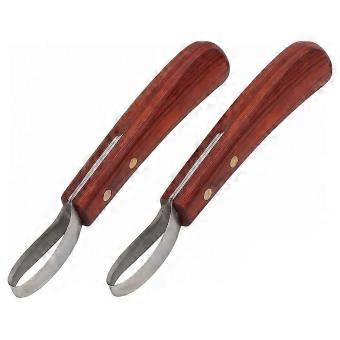 2Pcs Hoof Knife Farrier Loop Oval Knife Horse Hoof Knife Rubber Wood Handle Multipurpose Cattle Horse Hoof Cutter-JNNJV