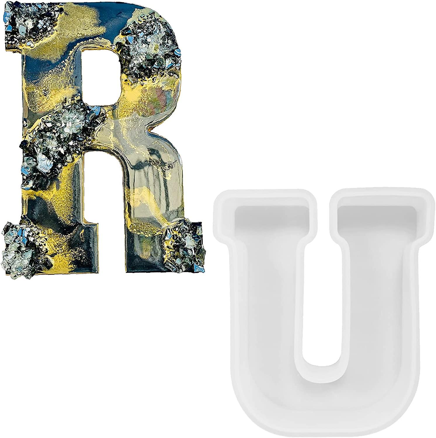 Molde do alfabeto para resina, letra 3D U 4 polegadas