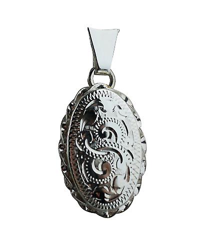 Silver 20x13mm hand engraved oval Locket with a twisted wire edge