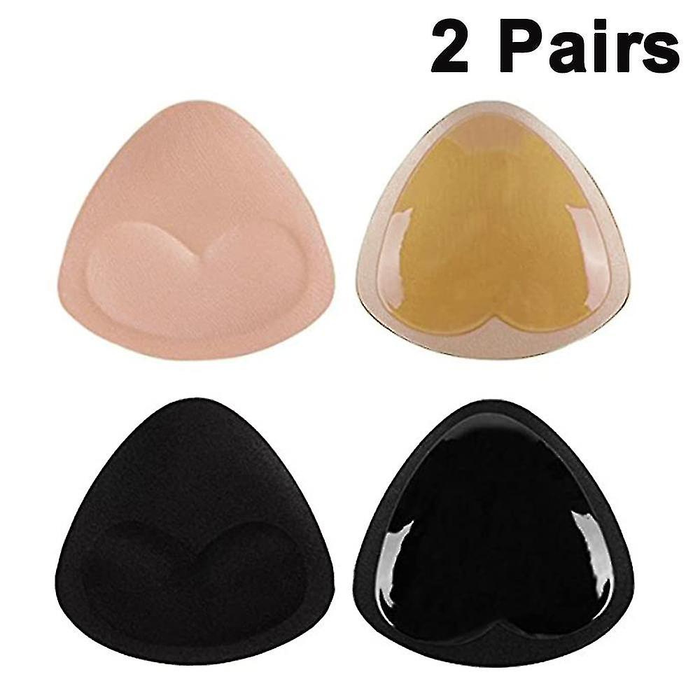 2 Pairs Silicone Bra Inserts Self-adhesive Bra Pads Inserts Removable Sticky Breast Enhancer Pads Br -e