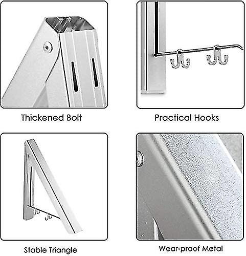 Coat Hook Foldable Wall Coat Rack, Aluminum Coat Hanger With Coat Hooks ...