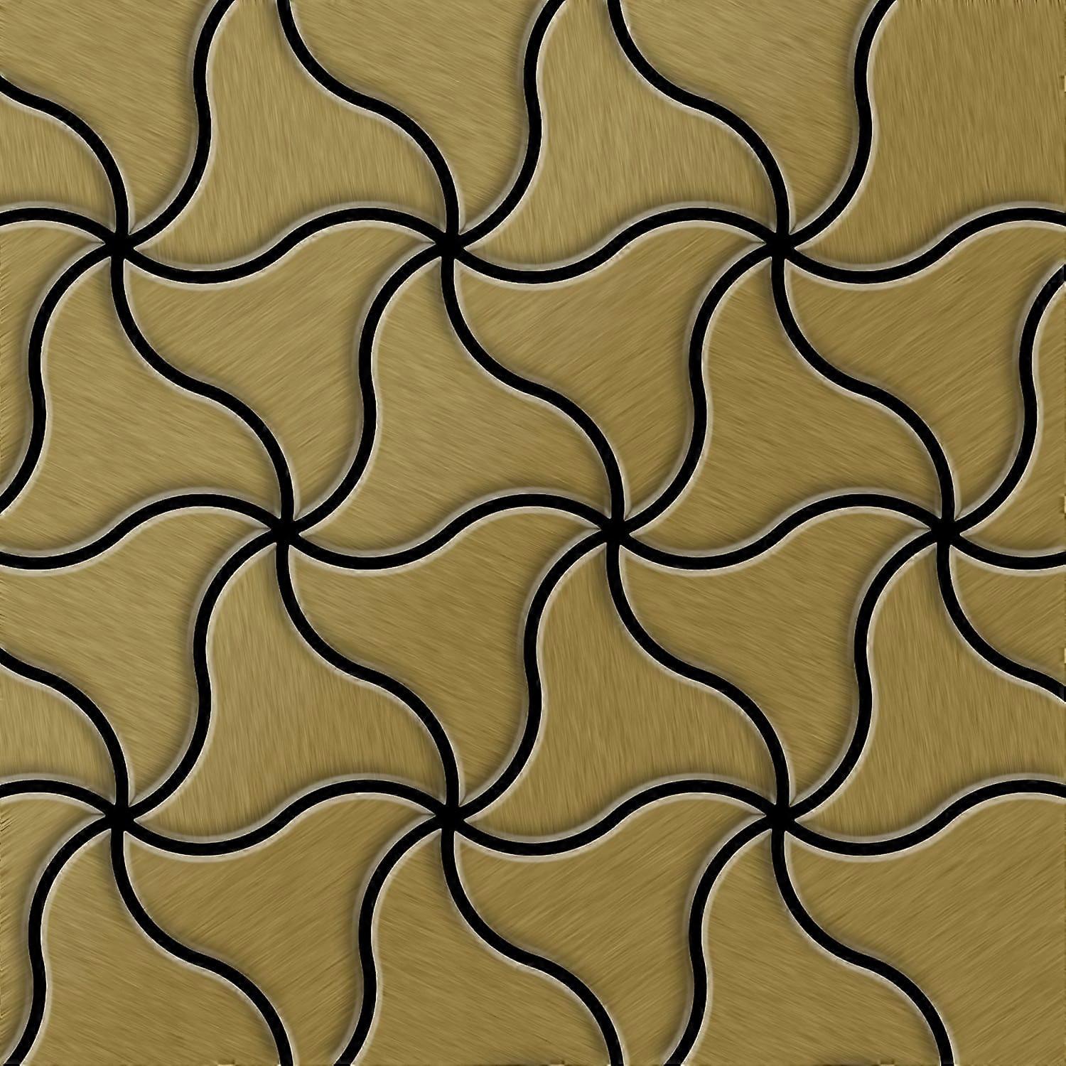 Mosaik Fliese massiv Metall Titan gebürstet in gold 1,6mm stark ALLOY Ninja-Ti-GB Designed by Karim Rashid 0,67 m2