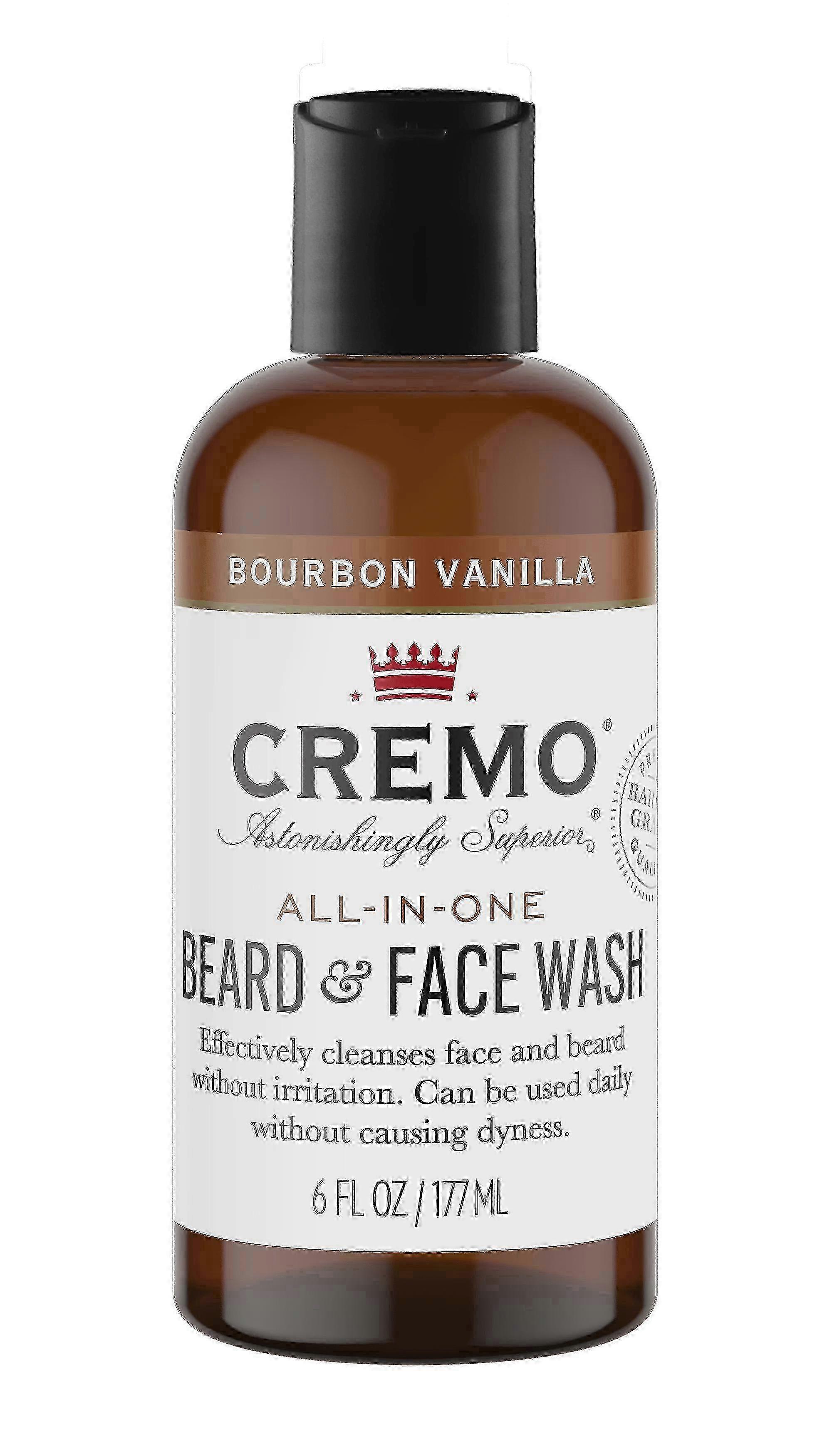 Cremo 2 In1 Beard & Face Wash, Bourbon Vanilla, 6 Oz