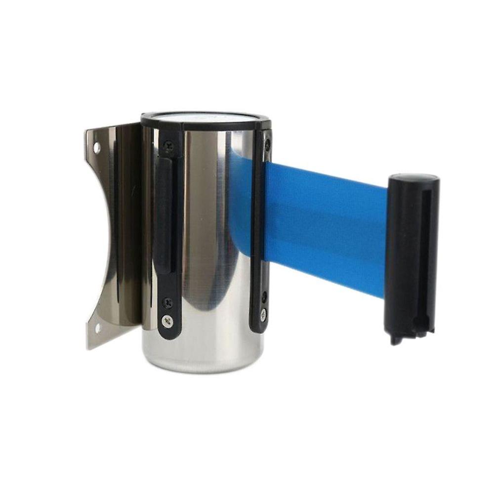 Queue Column Barrier Wall Mount Crowd Control Retractable Tape 4m Blue
