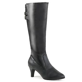 Pleaser Pink Label Womens Boots Divine-2018 Blk Faux Leather
