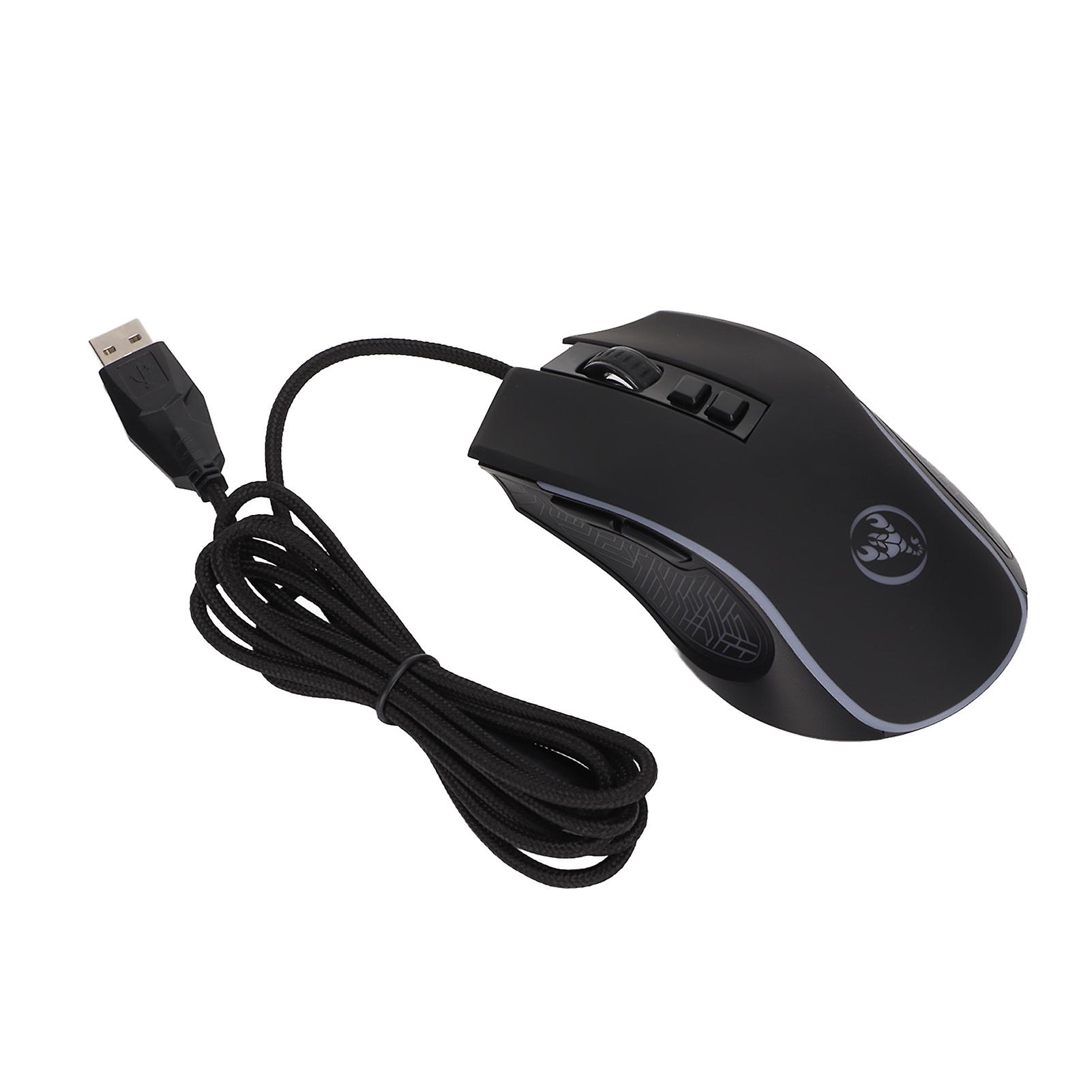Mechanical RGB Gaming Mouse 3600DPI Adjustable Ergonomic Wired Mouse for Laptops Black